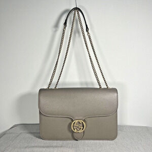 GUCCI Dollar Calfskin Interlocking G Shoulder Bag Gray, Style No. 510303 52066
